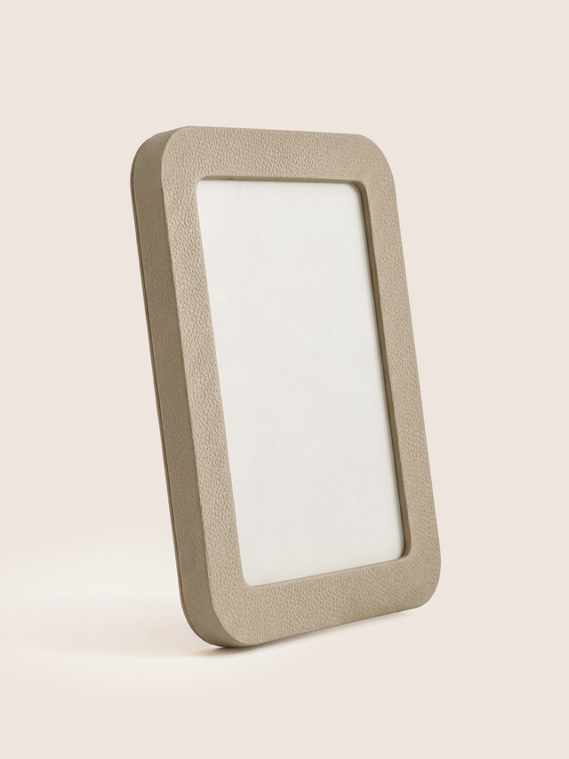Faro Shagreen Leather Photo Frame, Set of 2 - Taupe