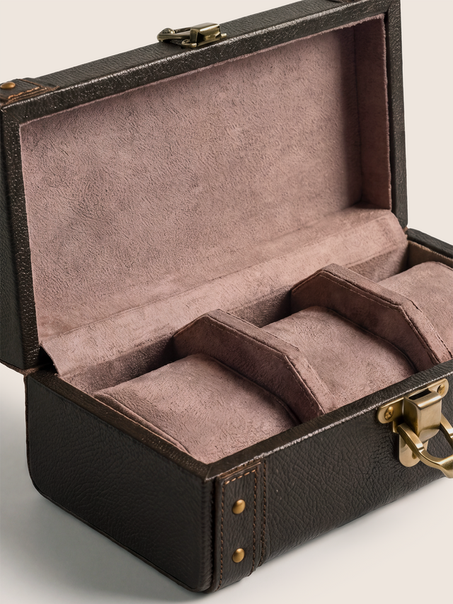 Bex Waxy Leather Watch Box - Brown