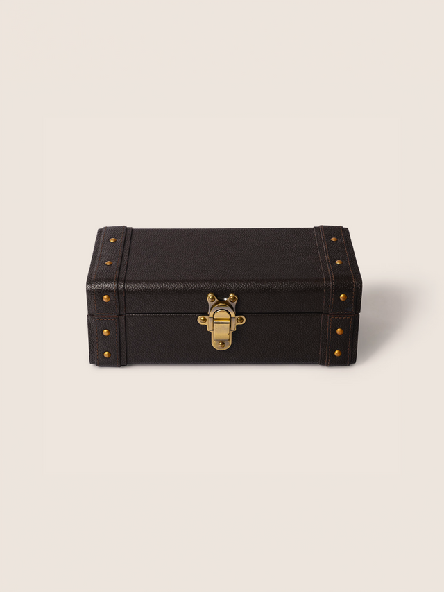 Bex Waxy Leather Watch Box - Brown