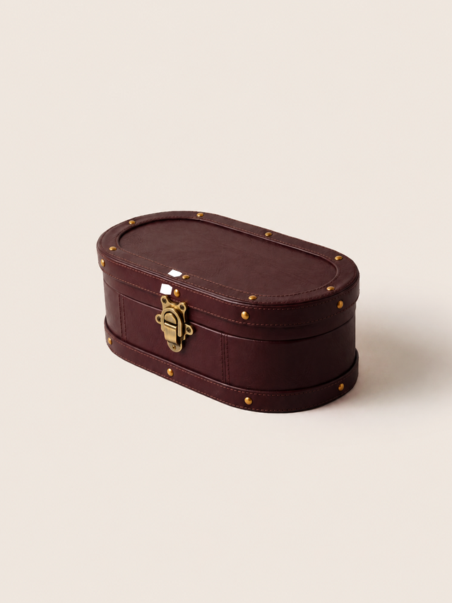 Orna Waxy Leather Jewellery Box - Burgundy