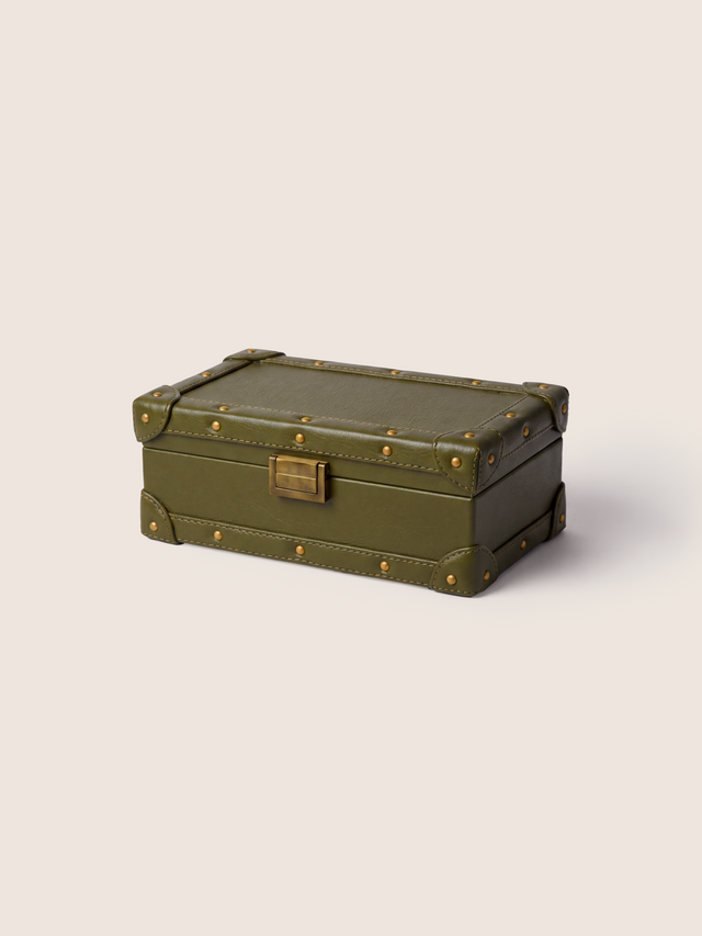 Torso Waxy Leather Keepsake Box - Green