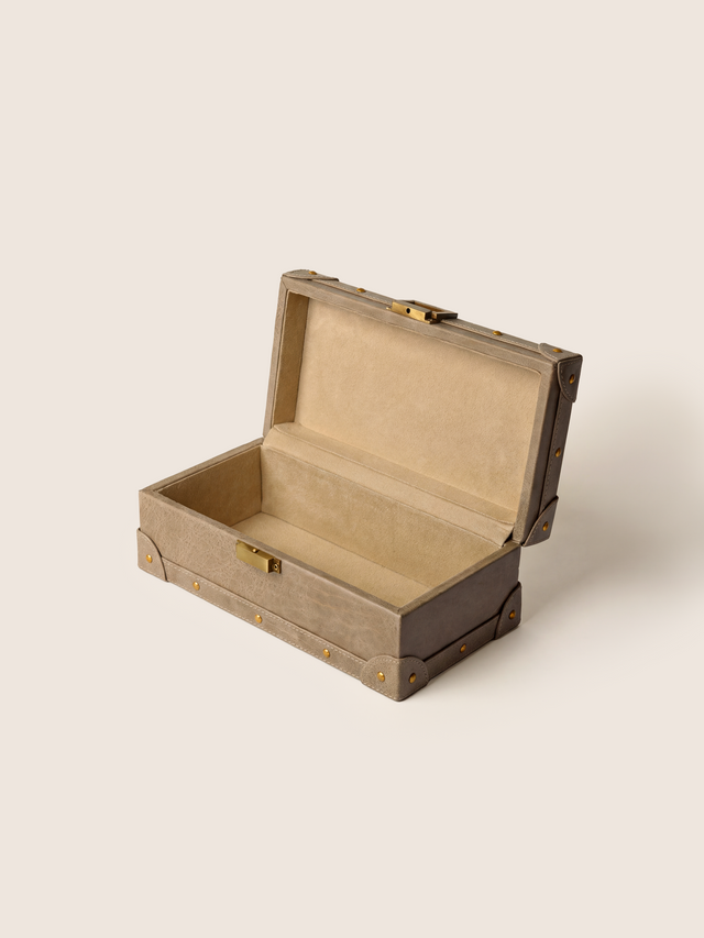 Torso Waxy Leather Keepsake Box - Taupe