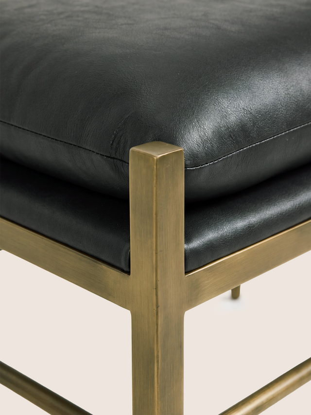 Ludo Waxy Leather Stool - Olive