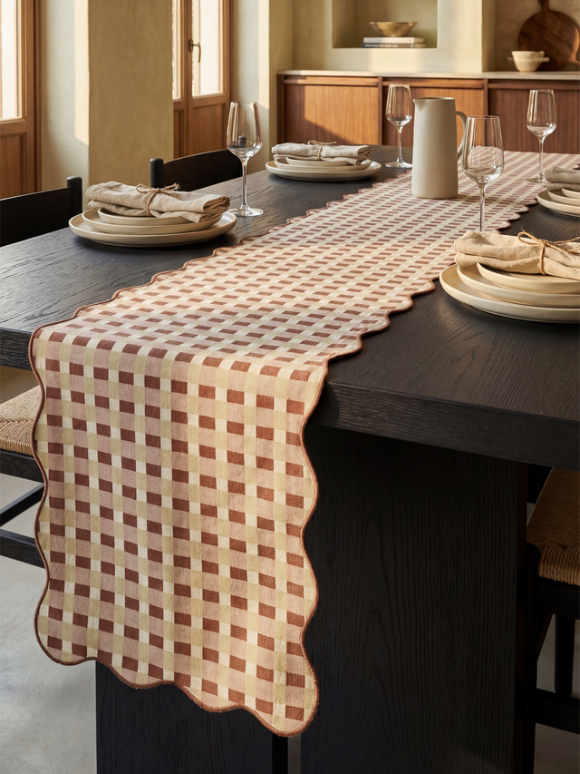 Varasi Checkered Print Table Runner