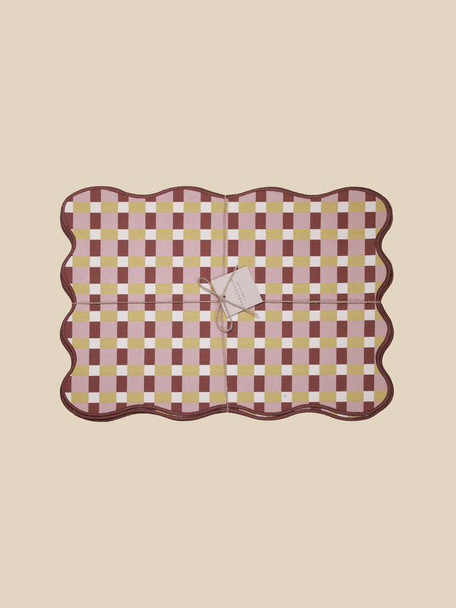 Varasi Checkered Print Table Placemats, Set of 6