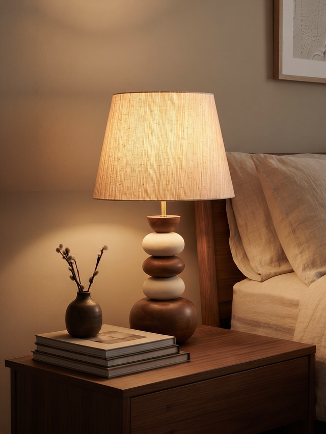 Brian Silk Lampshade with Pebble Base
