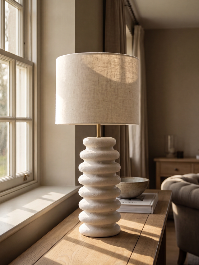 Becky Cotton Lampshade with Sora Paper Mache Base