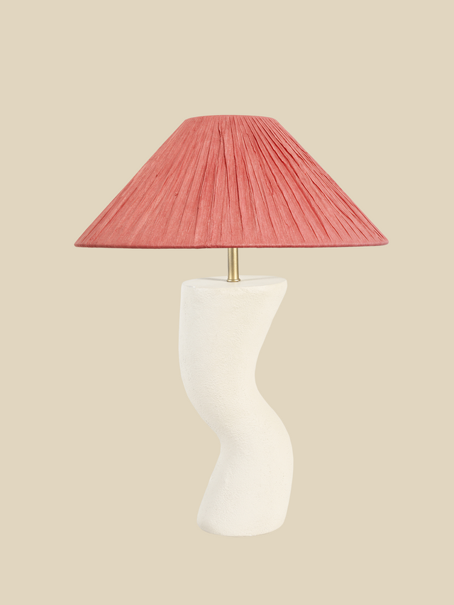 Charlotte Raffia Lampshade with Miru Paper Mache Sculptural Lamp Base