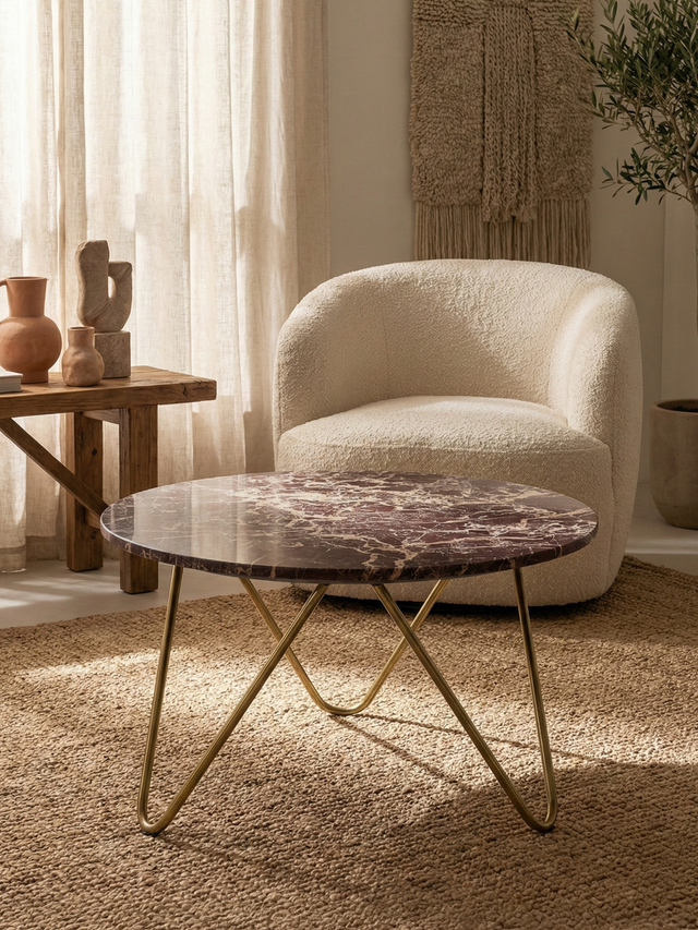 Edwin Marble Coffee Table - Gold Base