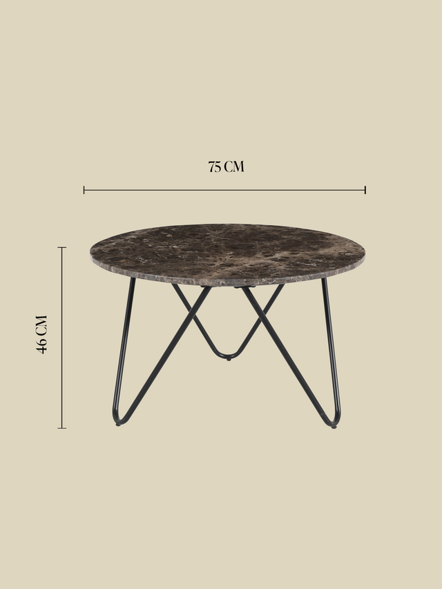Aiden Marble Coffee Table - Black Base