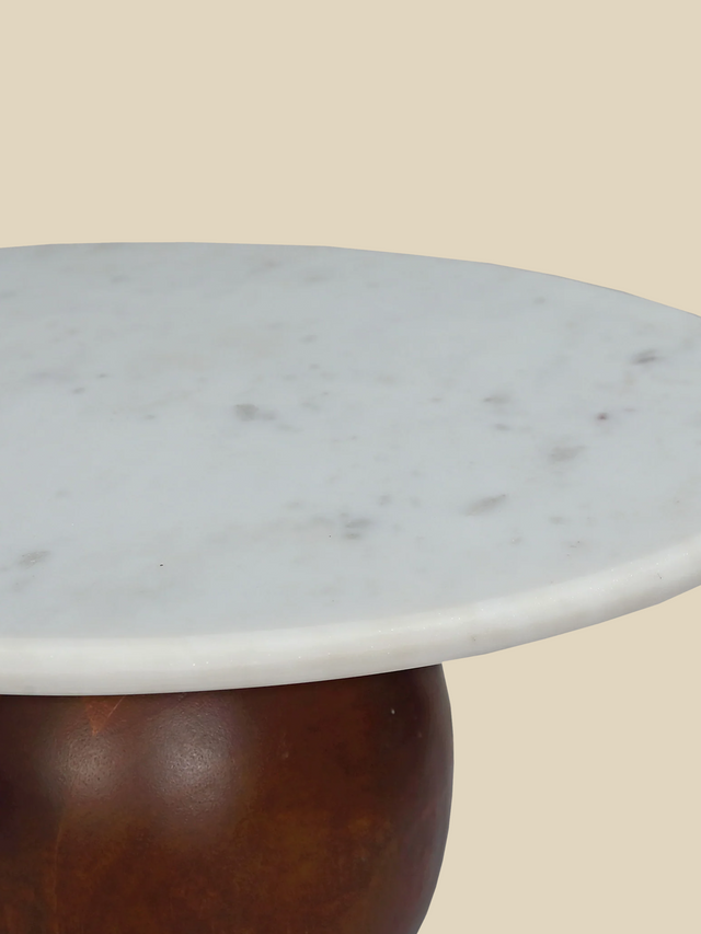 Denis White Marble Side Table