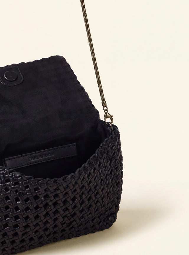 Posh Woven Leather Clutch Bag - Black