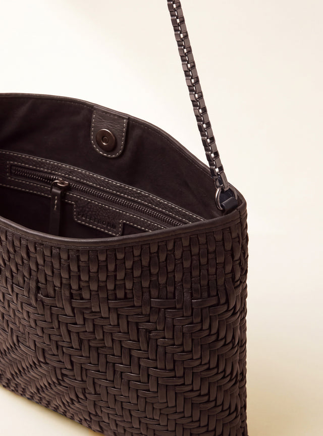 Baker Woven Leather Pochette - Walnut