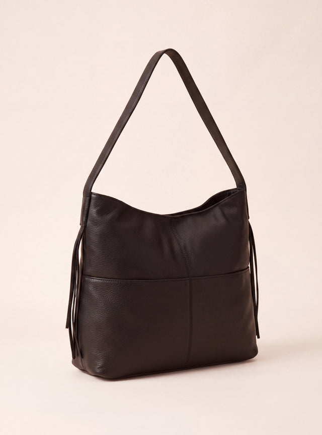 Kira Leather Hobo Tote Bag - Cacao