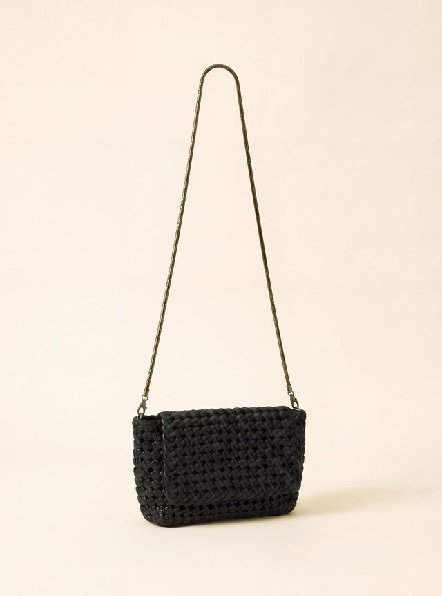 Posh Woven Leather Clutch Bag - Black