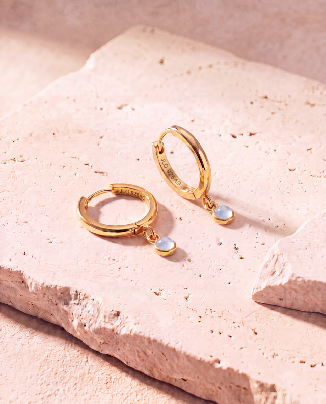Demi Aquamarine Double Hoop Earrings - 18k Gold Vermeil