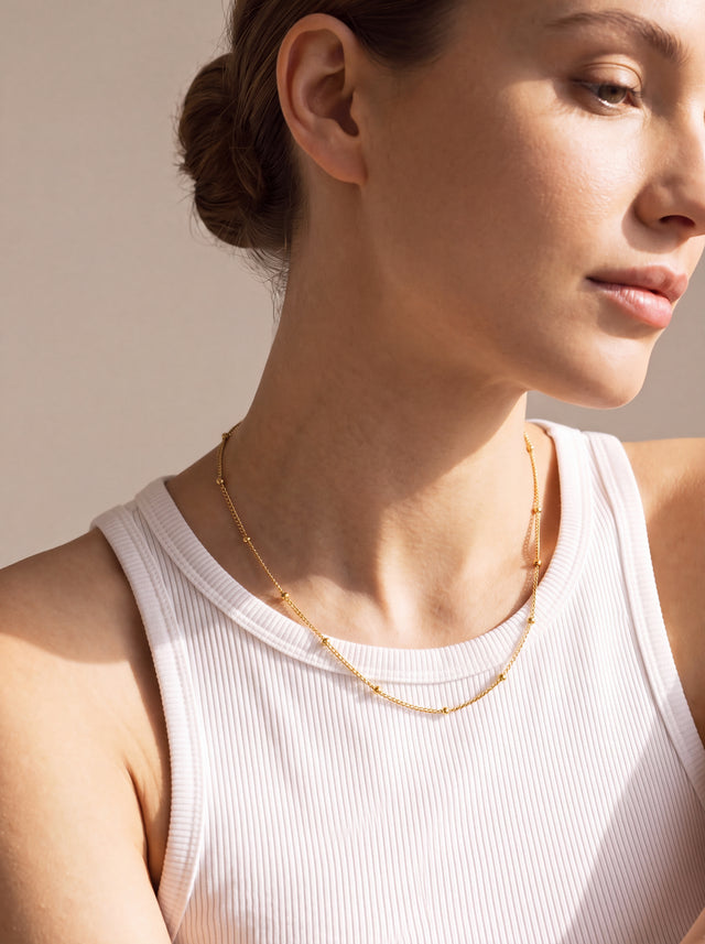 Strand Bead Chain Necklace - 18k Gold Vermeil