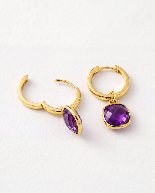 Chand African Amethyst Hoop Earrings - 18k Gold Vermeil