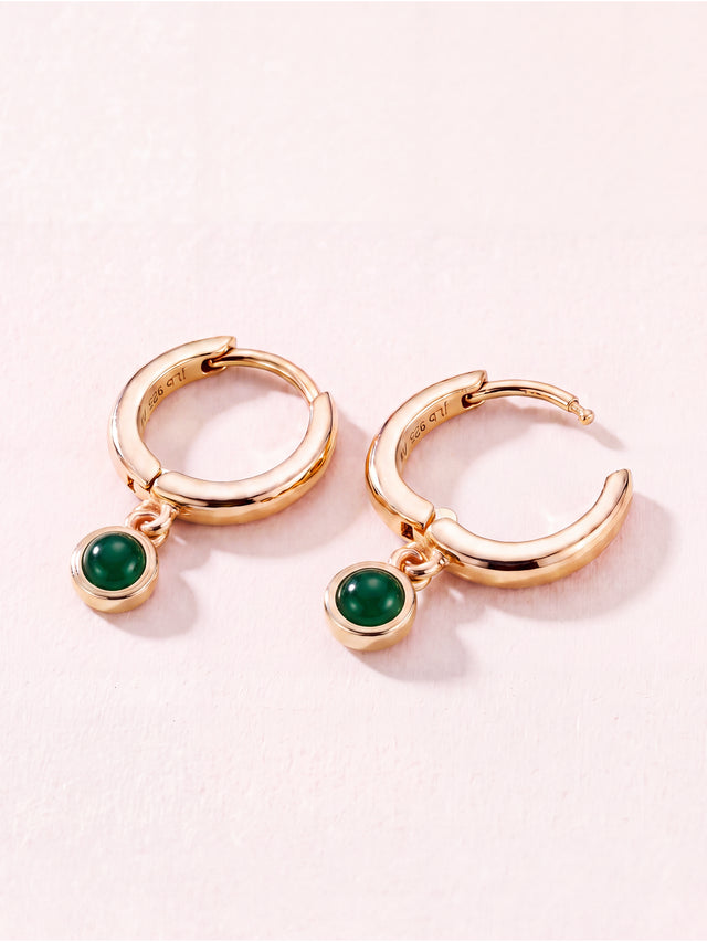Demi Green Onyx Double Hoop Earrings - 18k Gold Vermeil