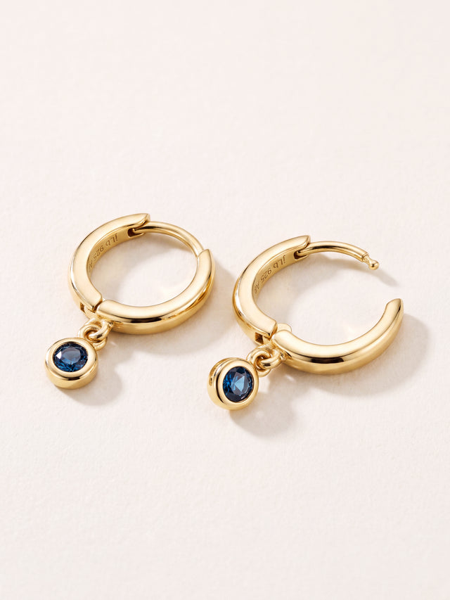 Demi Blue Diamond Double Hoop Earrings - 18k Gold Vermeil