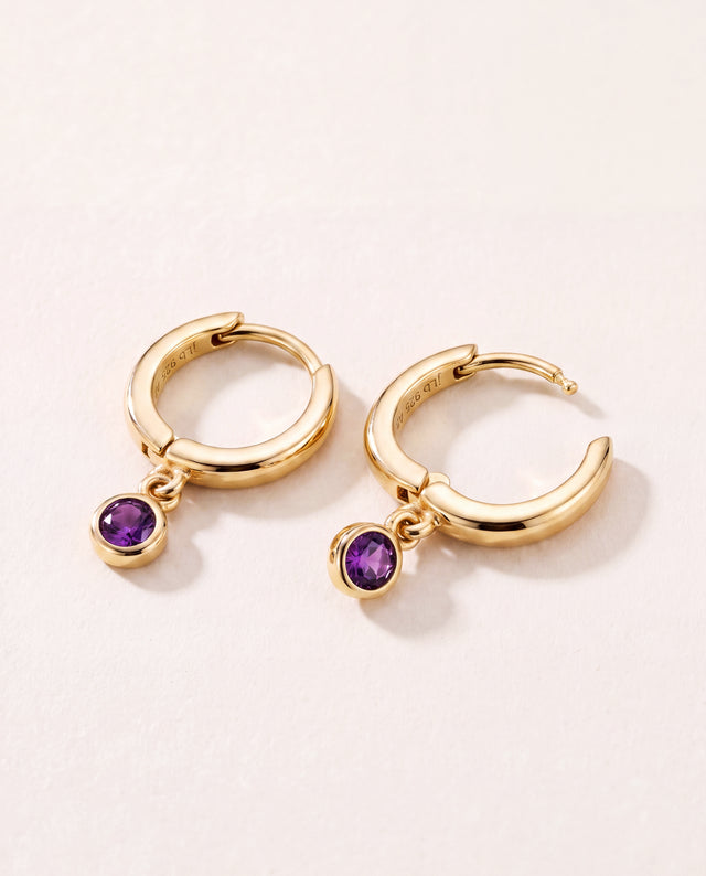 Demi African Amethyst Double Hoop Earrings - 18k Gold Vermeil