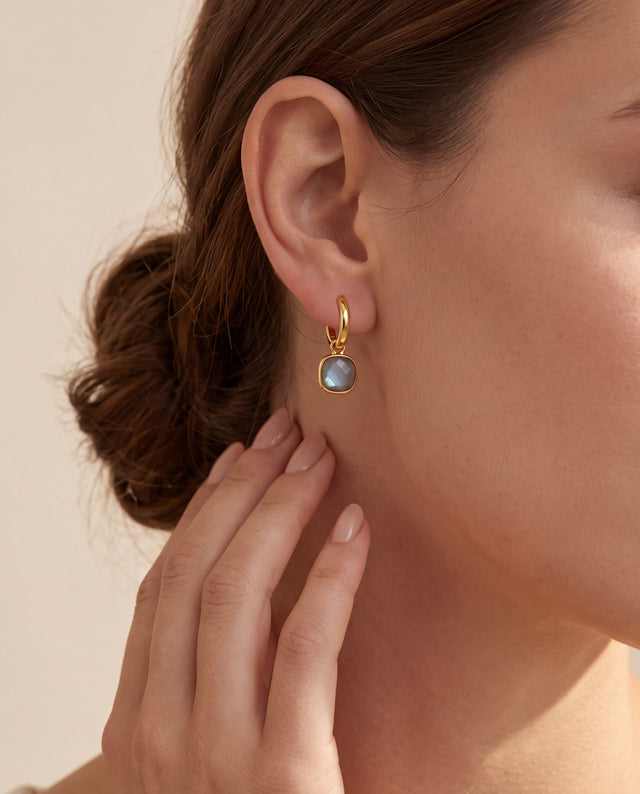 Chand Labradorite Hoop Earrings - 18k Gold Vermeil