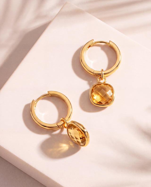Chand Citrine Hoop Earrings - 18k Gold Vermeil