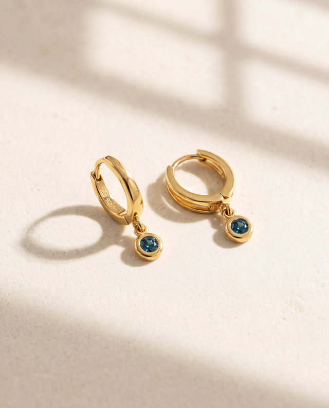 Demi Blue Diamond Double Hoop Earrings - 18k Gold Vermeil