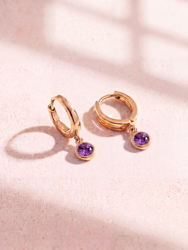 Demi African Amethyst Double Hoop Earrings - 18k Gold Vermeil