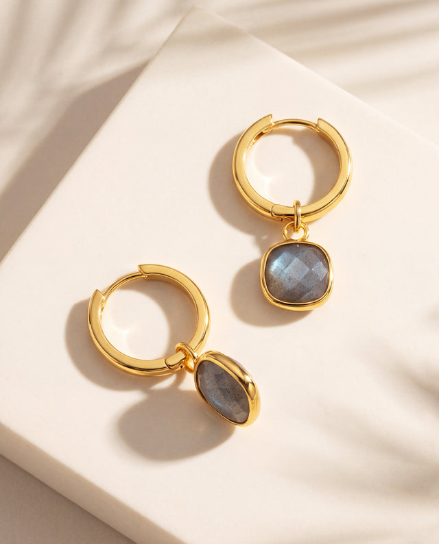 Chand Labradorite Hoop Earrings - 18k Gold Vermeil