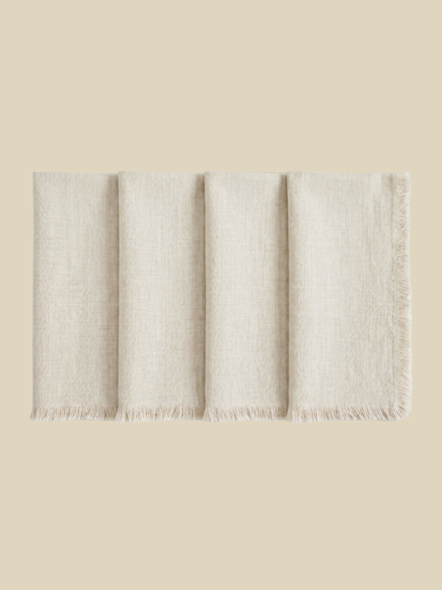 Rivello European Linen Fringe Table Linen Set