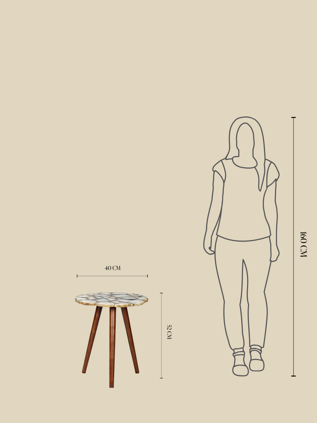 Ben Agate Side Table - White