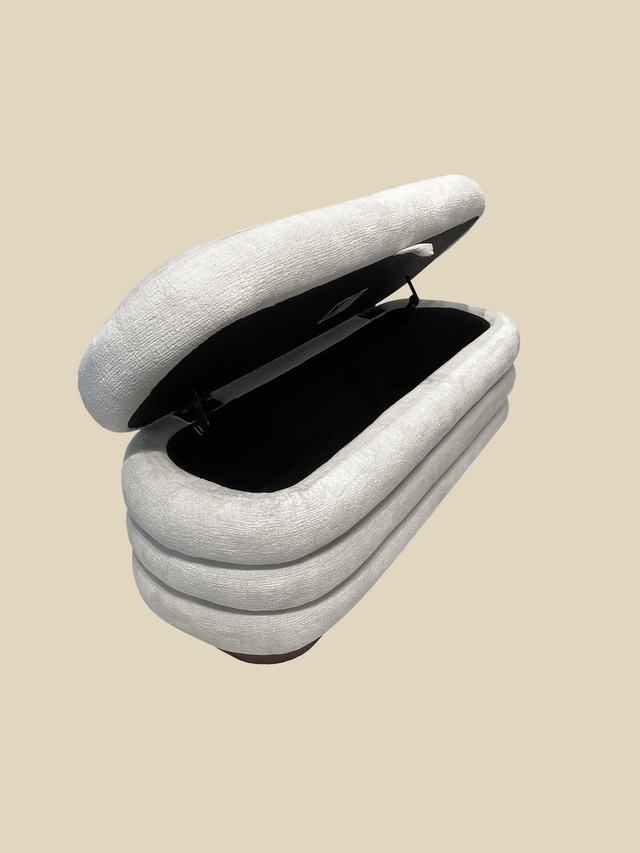 Khalia Ivory Storage Ottoman