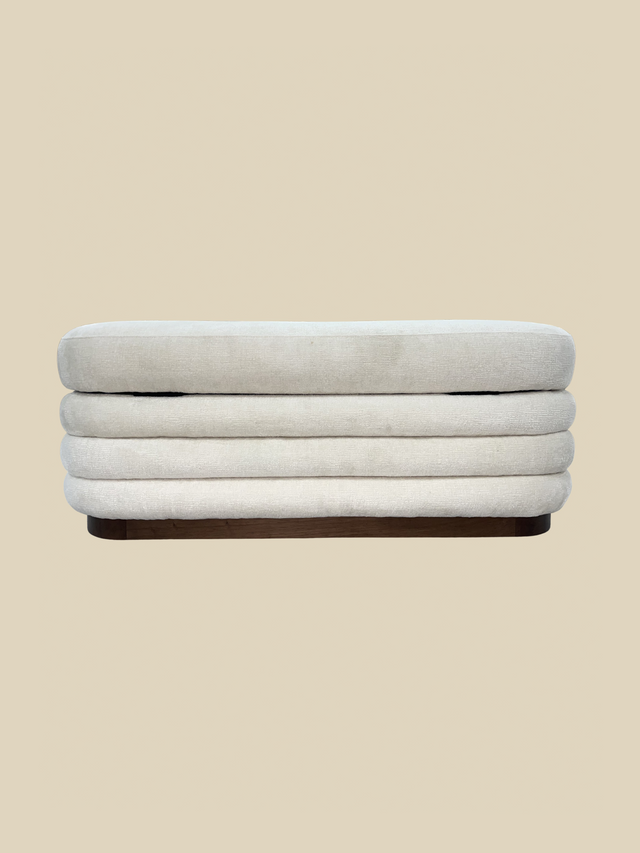 Khalia Ivory Storage Ottoman