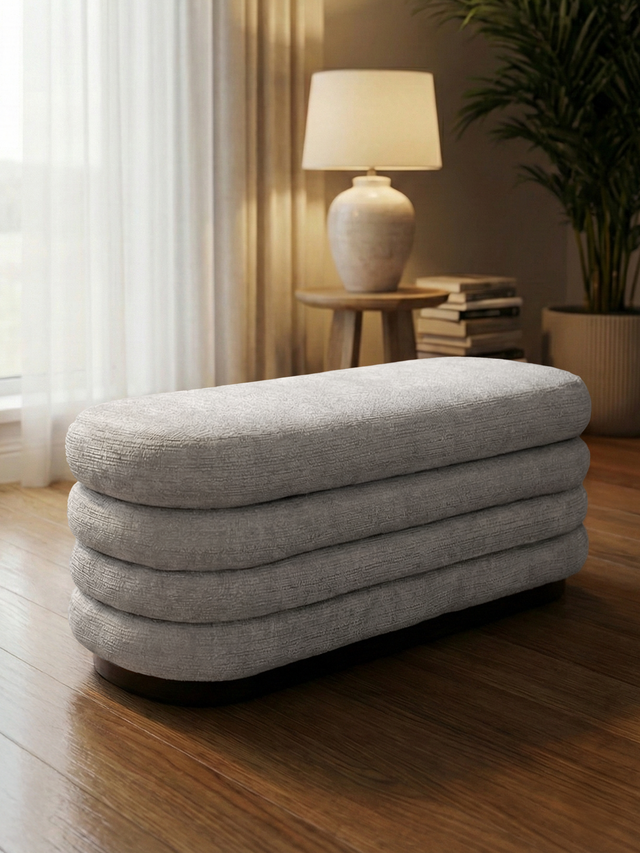 Khalia Cream Storage Ottoman