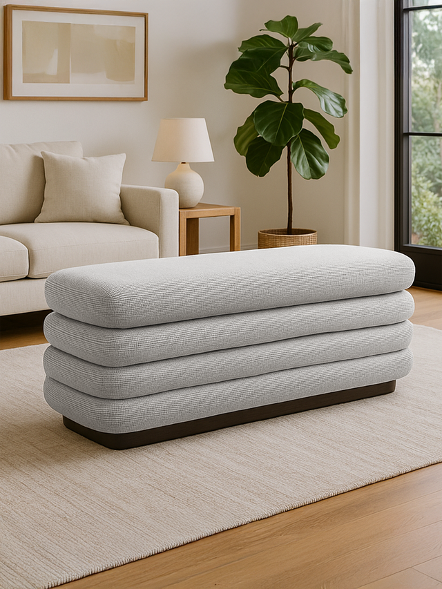 Khalia Cream Storage Ottoman