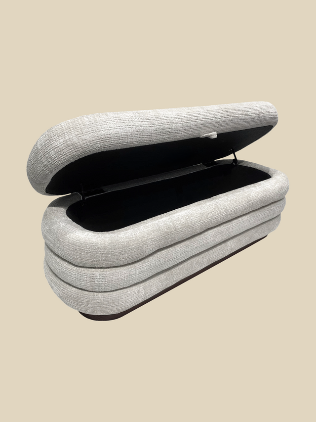 Khalia Cream Storage Ottoman