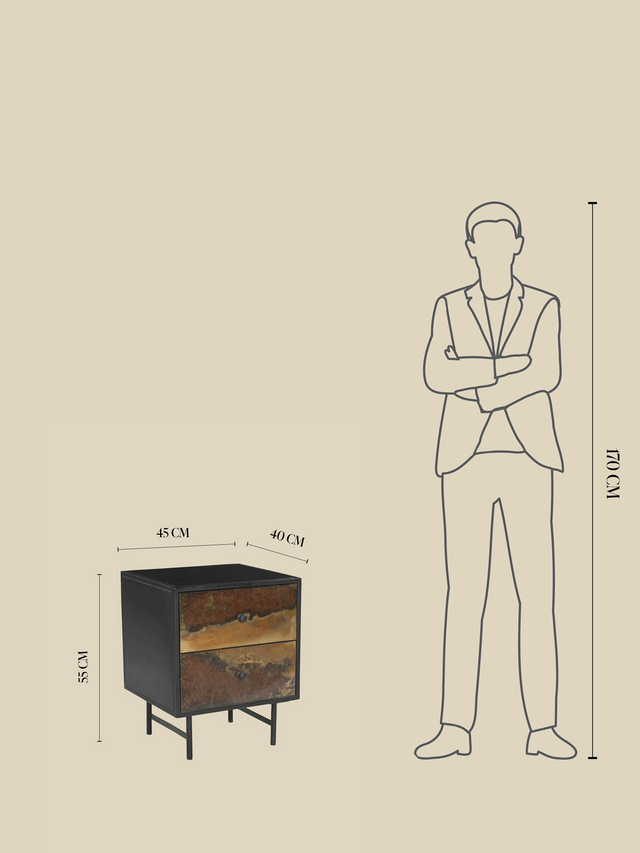 Astra Two Drawer Bedside Table