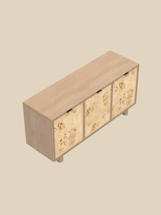 Aurea Burl Three Door Cabinet - Natural