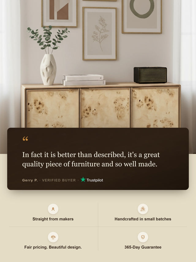 Aurea Burl Three Door Sideboard - Light Wood