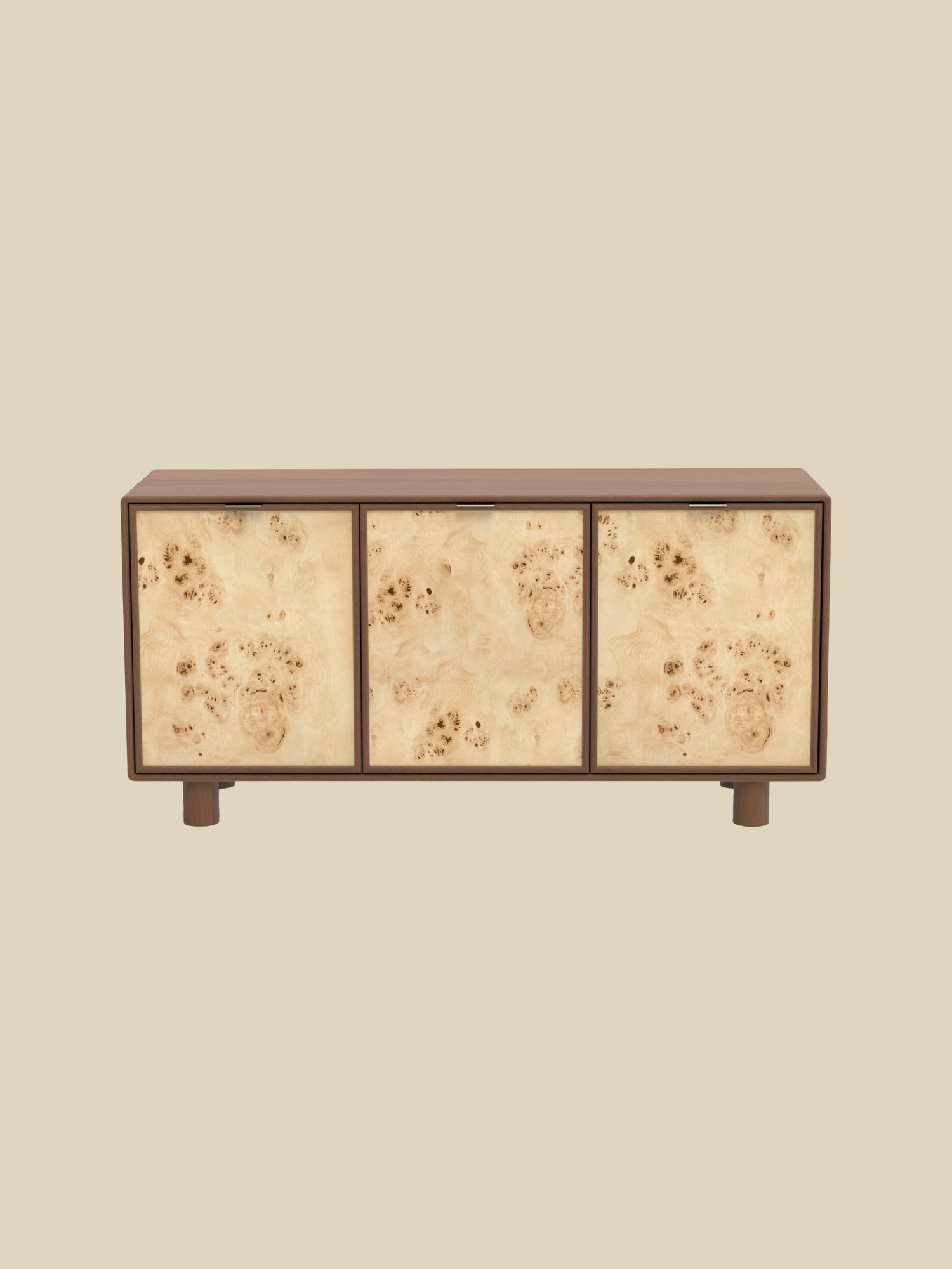 Aurea Burl Three Door Cabinet - Walnut