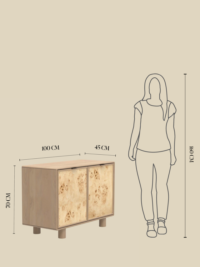 Aurea Burl Two Door Cabinet - Natural