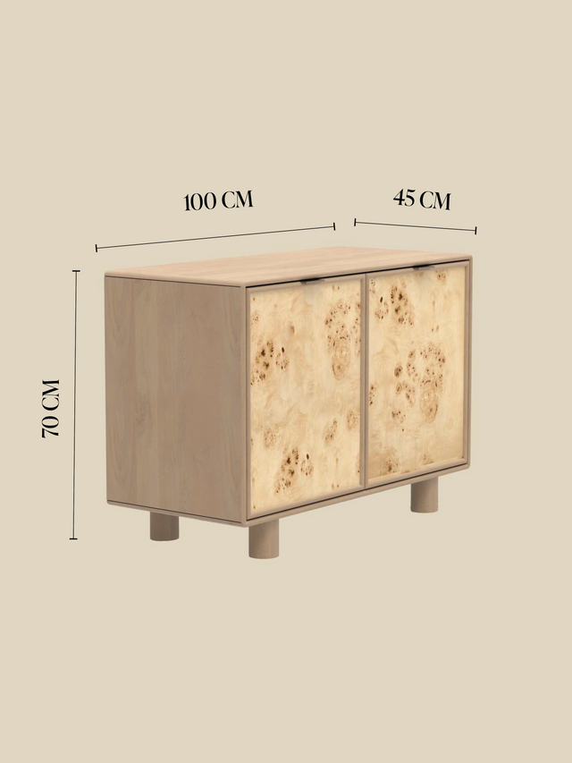 Aurea Burl Two Door Cabinet - Natural