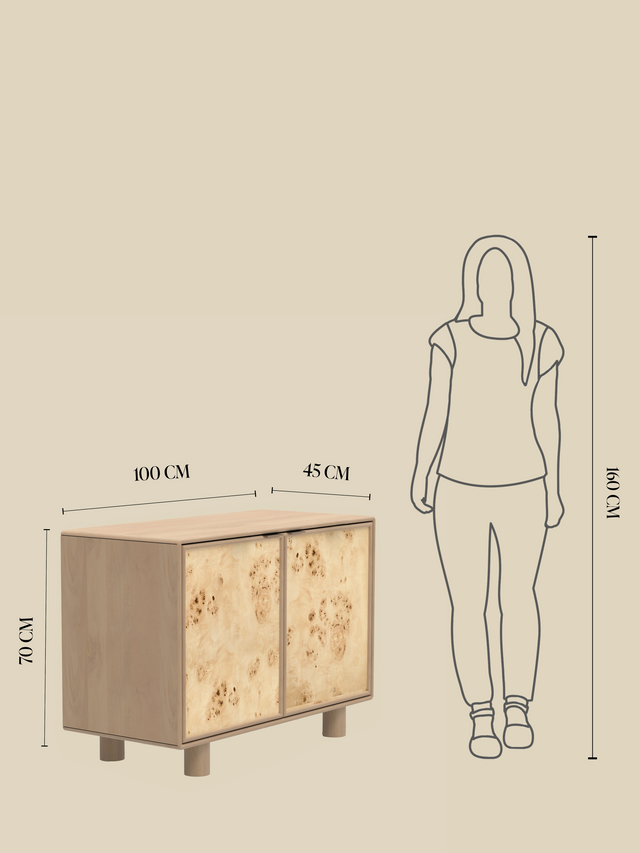 Aurea Burl Two Door Cabinet - Natural