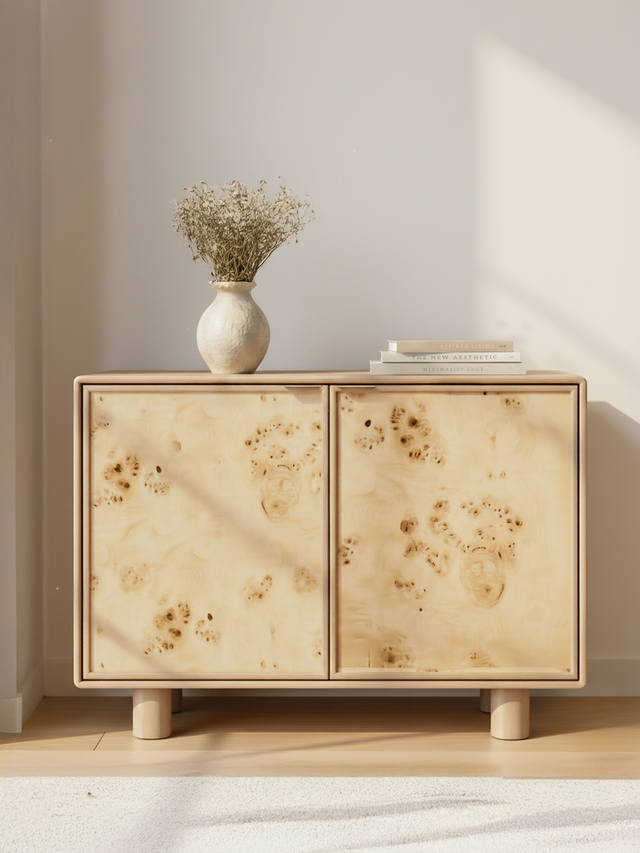 Aurea Burl Two Door Cabinet - Natural