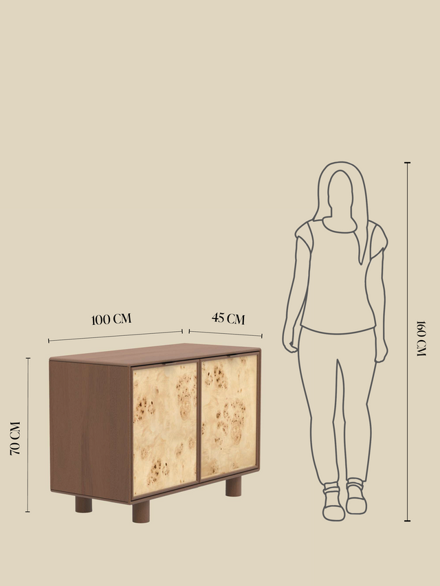 Aurea Burl Two Door Cabinet - Walnut