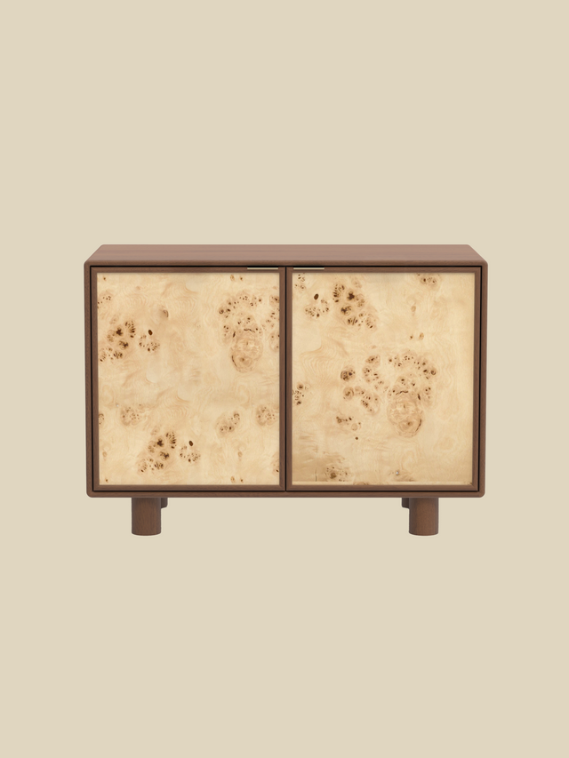 Aurea Burl Two Door Cabinet - Walnut