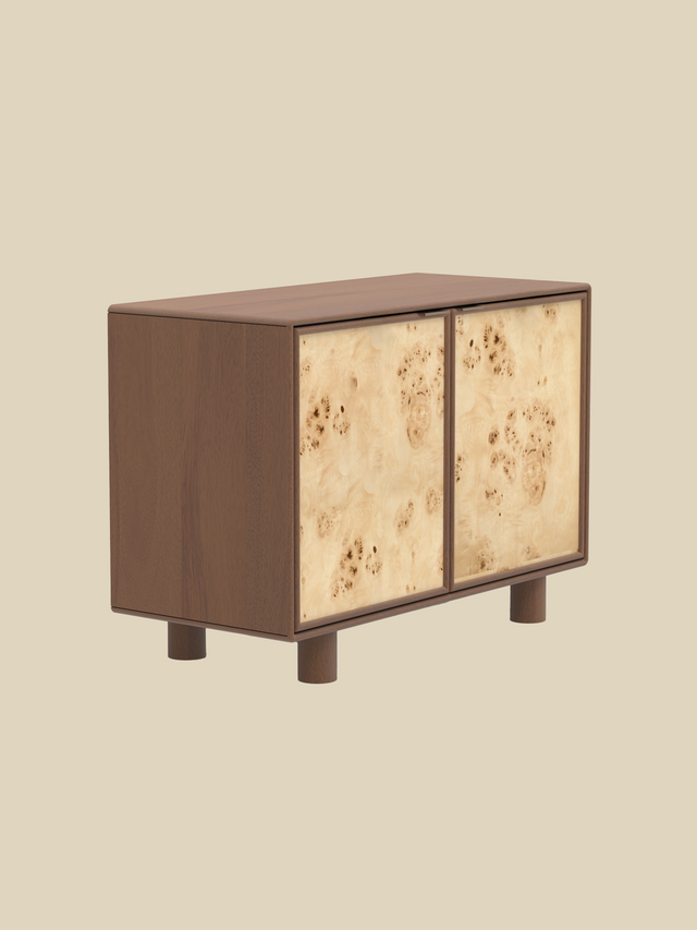 Aurea Burl Two Door Cabinet - Walnut