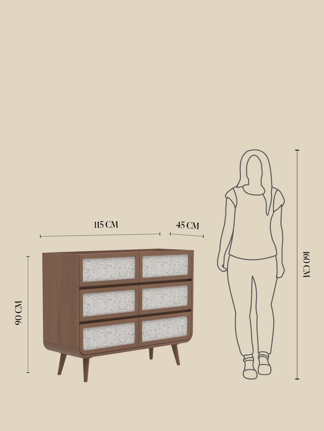 Kael Six Drawer Chest - Walnut