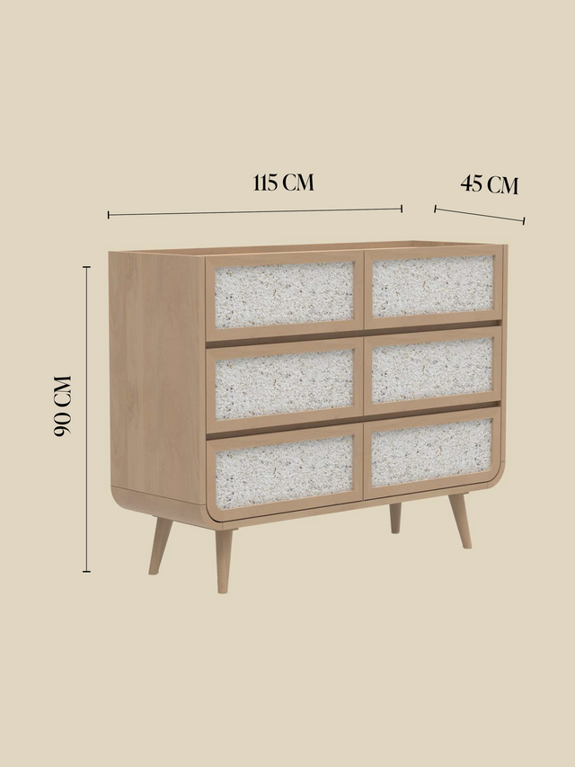 Kael Six Drawer Chest - Natural